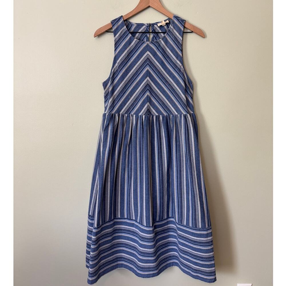 entro Striped Midi Sleeveless Dress Medium Blue - Picture 2 of 9
